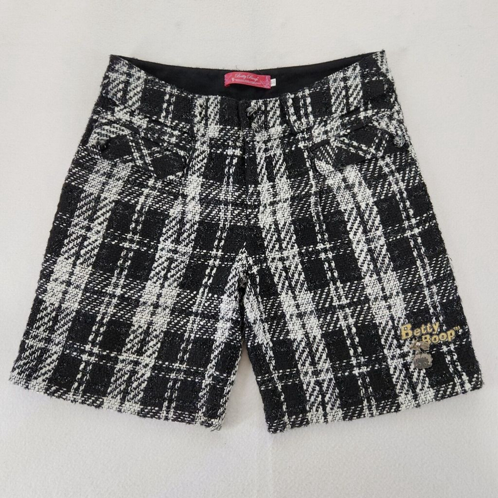 Betty Boop Black and White Plaid Women Shorts